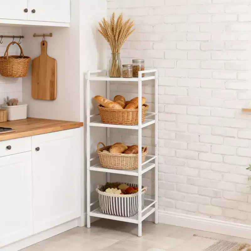 Freestanding 3/4-Tier Metal Kitchen Storage Rack  Space-Saving Organizer Shelf for Bathroom, Bedroom, Living Room, Office