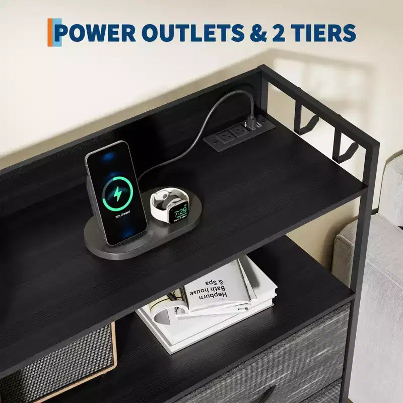 Dresser for Bedroom, 11-Drawer Fabric Storage Dresser with Charging Station & Lights