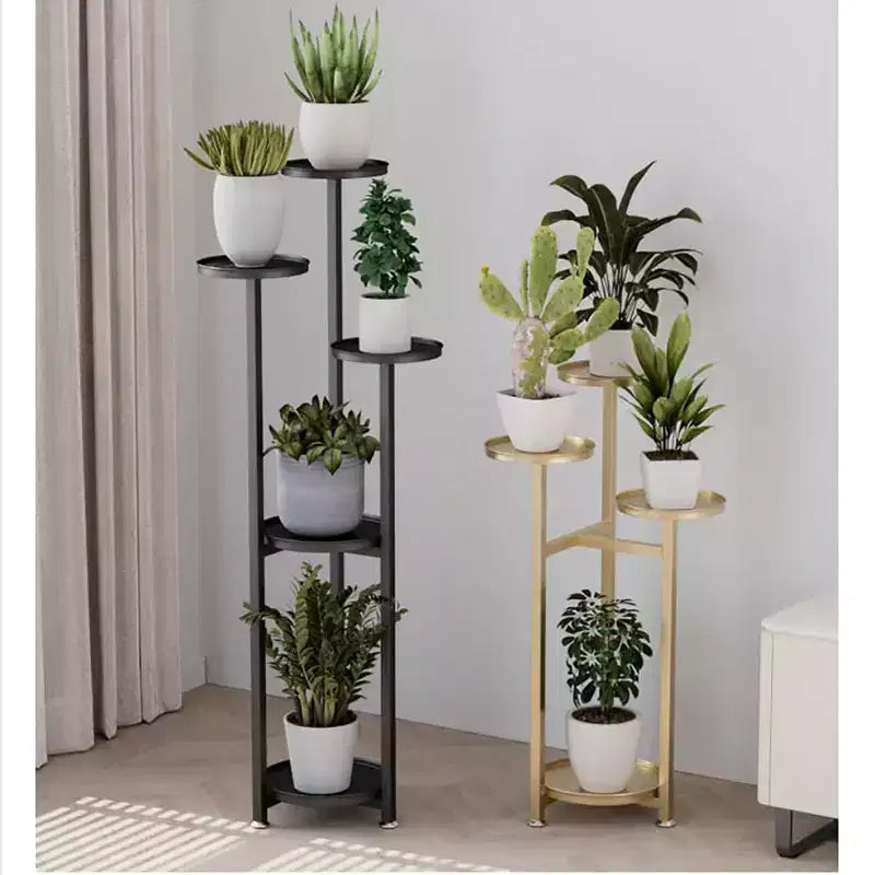 Multi-Layer Tall Metal Plant Shelf for Indoor Corner  Anti-Slip Feet, Heavy Duty Tiered Stand for Living Room, Balcony, Patio
