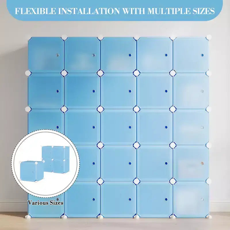 Space-Saving Modular Shoe Storage Cabinet  12-Cube Stackable Organizer with Doors, 4-Tier Portable Stackable Shoe Cabinet, For Bedroom, Living Room