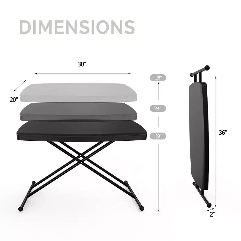30 inch Black Patio Plastic Folding Table Adjustable Height