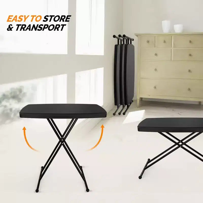 30 inch Black Patio Plastic Folding Table Adjustable Height