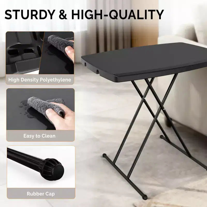 30 inch Black Patio Plastic Folding Table Adjustable Height