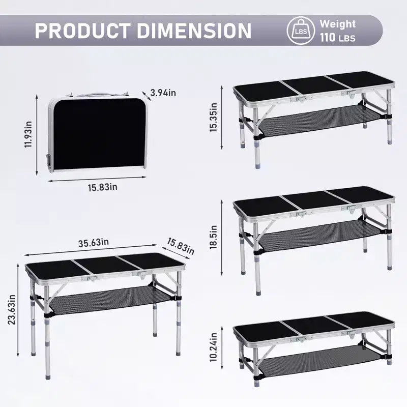 Patio Aluminium Folding Table With Mesh Storage Bag
