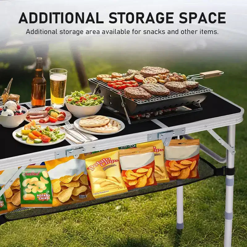 Patio Aluminium Folding Table With Mesh Storage Bag