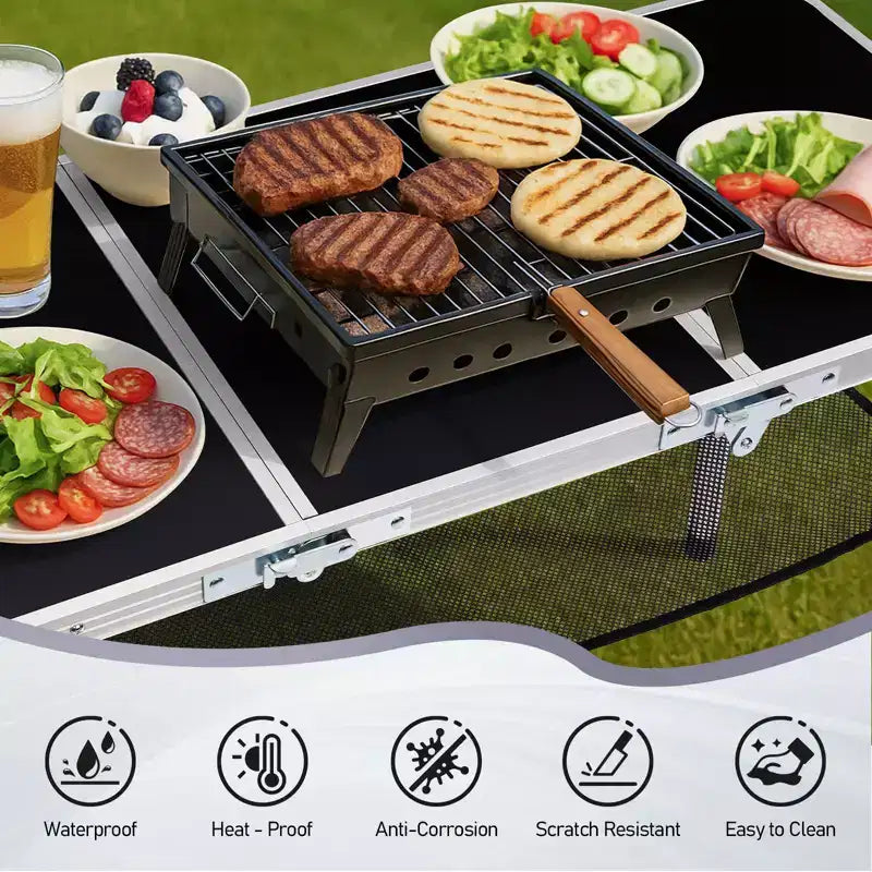 Patio Aluminium Folding Table With Mesh Storage Bag