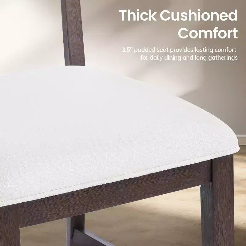 Solid Wood Bar Stools Modern Farmhouse Upholstered Counter Height Chairs with Curved Back and Footrest
