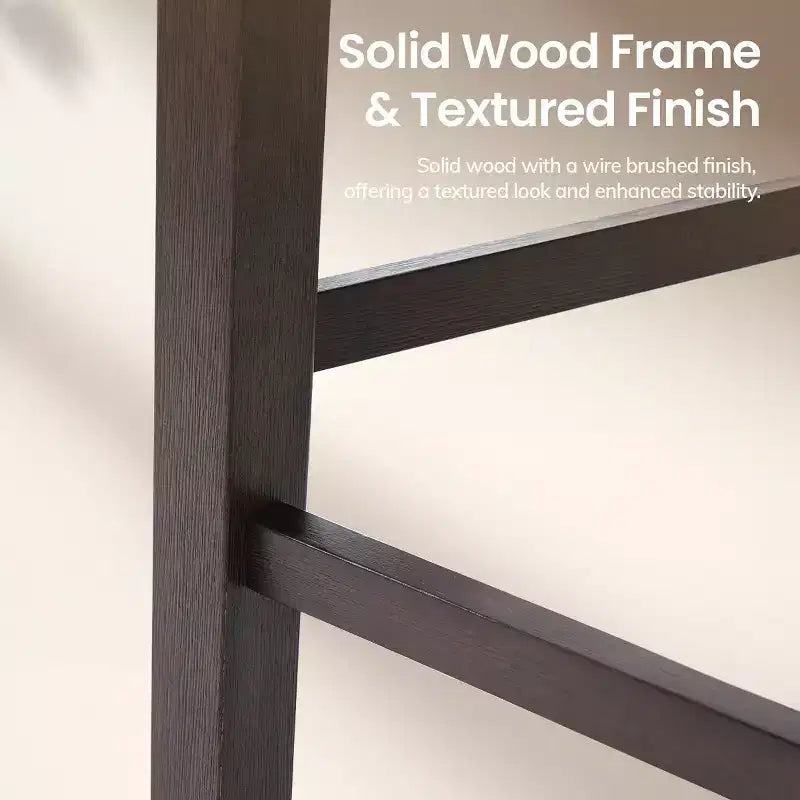 Solid Wood Bar Stools Modern Farmhouse Upholstered Counter Height Chairs with Curved Back and Footrest