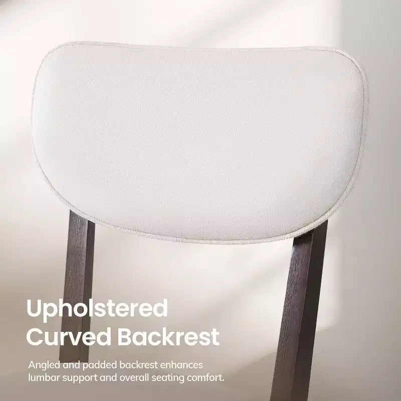 Solid Wood Bar Stools Modern Farmhouse Upholstered Counter Height Chairs with Curved Back and Footrest