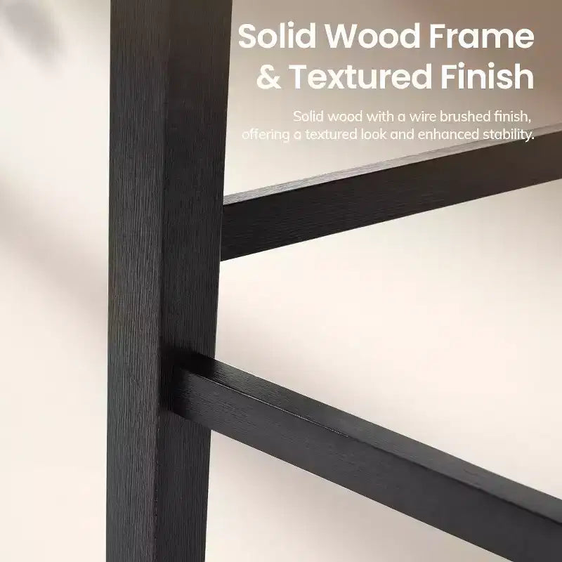Solid Wood Bar Stools Modern Farmhouse Upholstered Counter Height Chairs with Curved Back and Footrest
