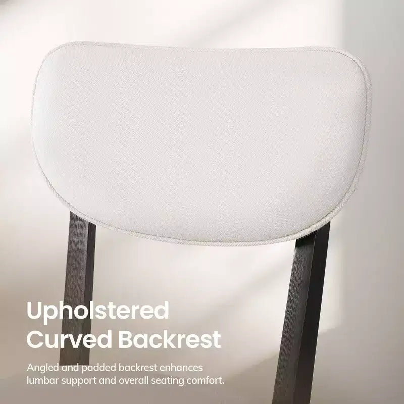 Solid Wood Bar Stools Modern Farmhouse Upholstered Counter Height Chairs with Curved Back and Footrest