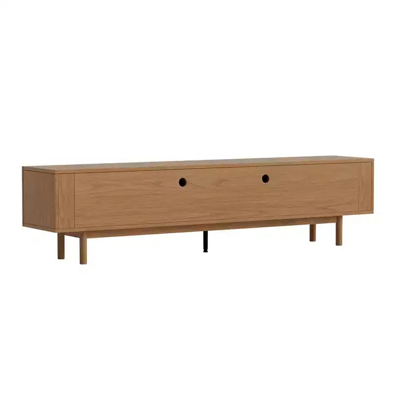 Modern Style 86.61 Fluted Media Console TV Stand with Layered Storage, Removable Shelves & Solid Wood Legs