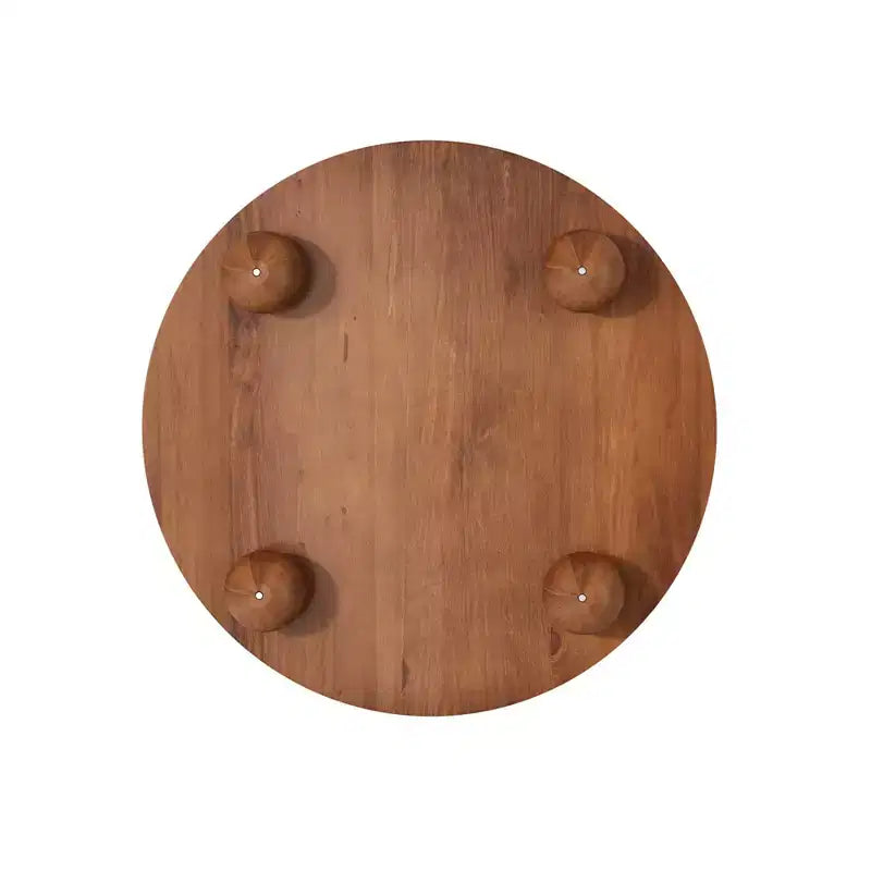 31.8 Modern Coffee Table, Round Fluted Center Table with Storage, Wooden Cocktail End Table for Living Room Bedroom Office