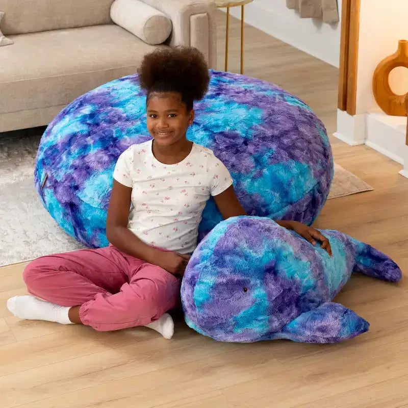 Marina the Whale Sea Buddy Large Kids Stuffed Animal Bean Bag and Pouf