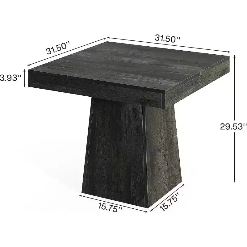31.5-Inch Modern Square Dining Table with Pedestal Base, Small Kitchen Table for 4, Dining Room, Kitchen, Living Room, Grey