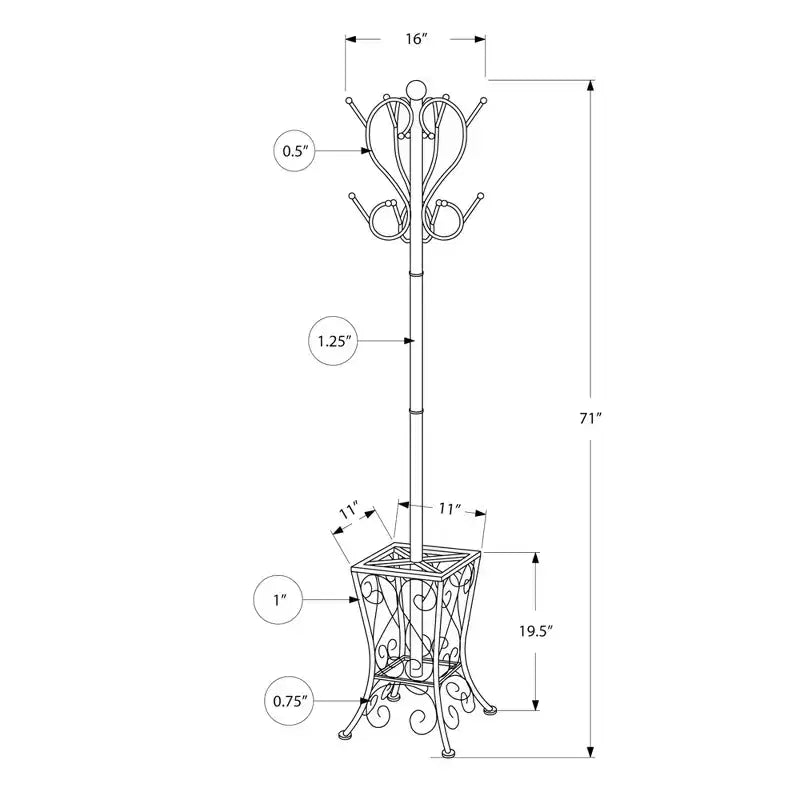 71" Metal Coat Rack, 8 Hooks 2-Tier Hall Tree with Umbrella Holder