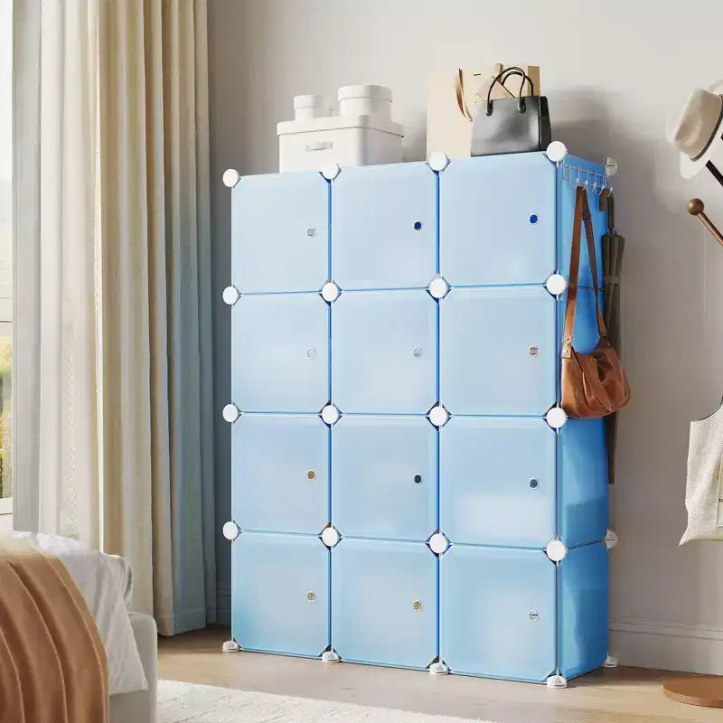 Shoe Cabinet Organizer, Portable Stackable Shoe Rack with 2 Hooks, Freestanding Space Saving Storage for Bedroom, Closet, Entryway, Apartment
