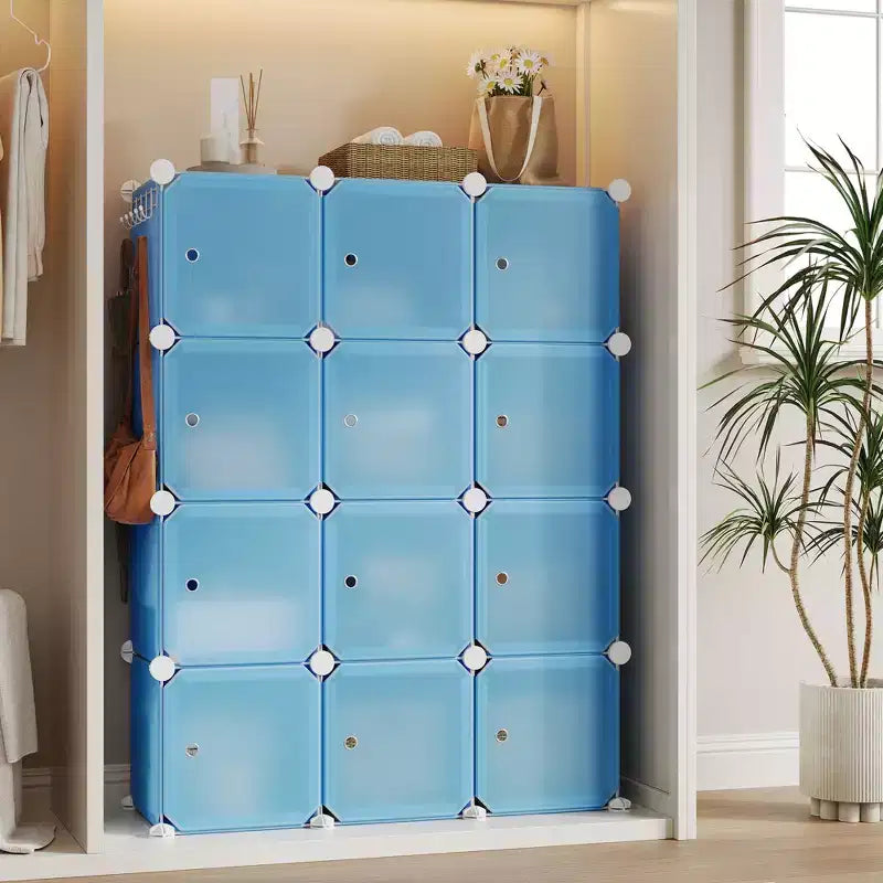 Shoe Cabinet Organizer, Portable Stackable Shoe Rack with 2 Hooks, Freestanding Space Saving Storage for Bedroom, Closet, Entryway, Apartment