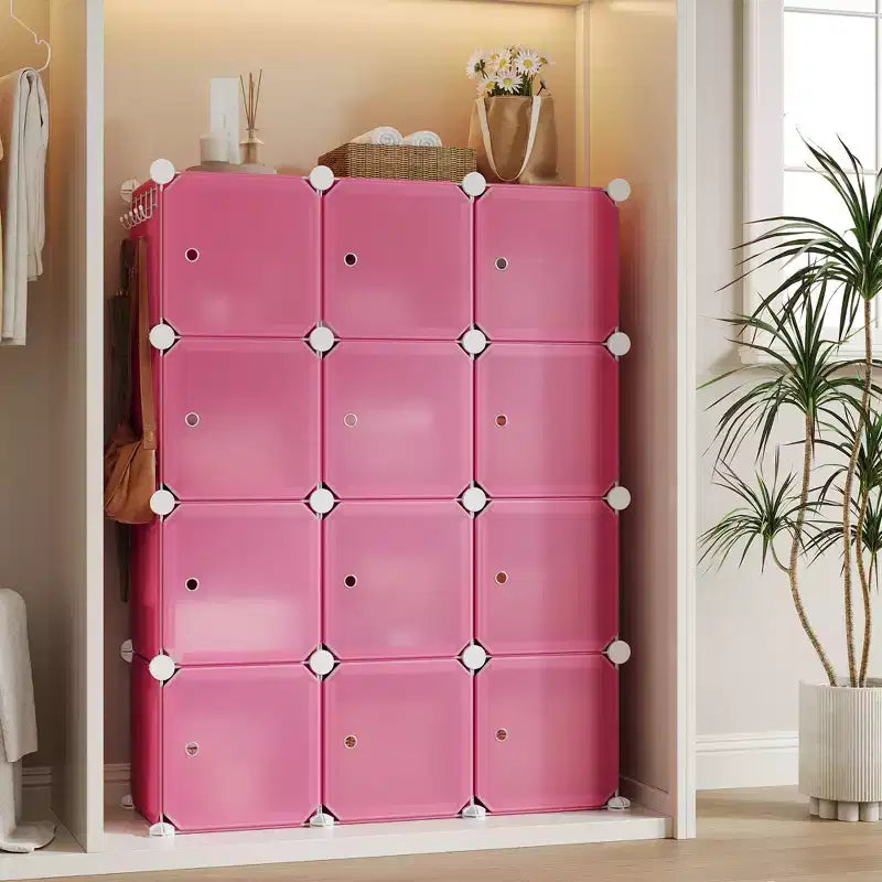 Shoe Cabinet Organizer, Portable Stackable Shoe Rack with 2 Hooks, Freestanding Space Saving Storage for Bedroom, Closet, Entryway, Apartment