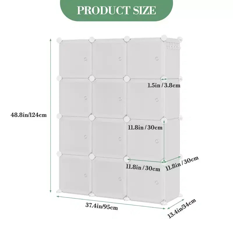 Shoe Cabinet Organizer, Portable Stackable Shoe Rack with 2 Hooks, Freestanding Space Saving Storage for Bedroom, Closet, Entryway, Apartment