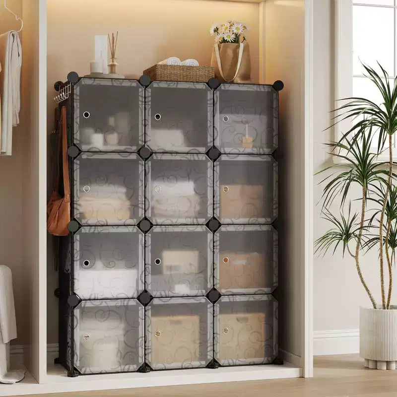 Shoe Cabinet Organizer, Portable Stackable Shoe Rack with 2 Hooks, Freestanding Space Saving Storage for Bedroom, Closet, Entryway, Apartment
