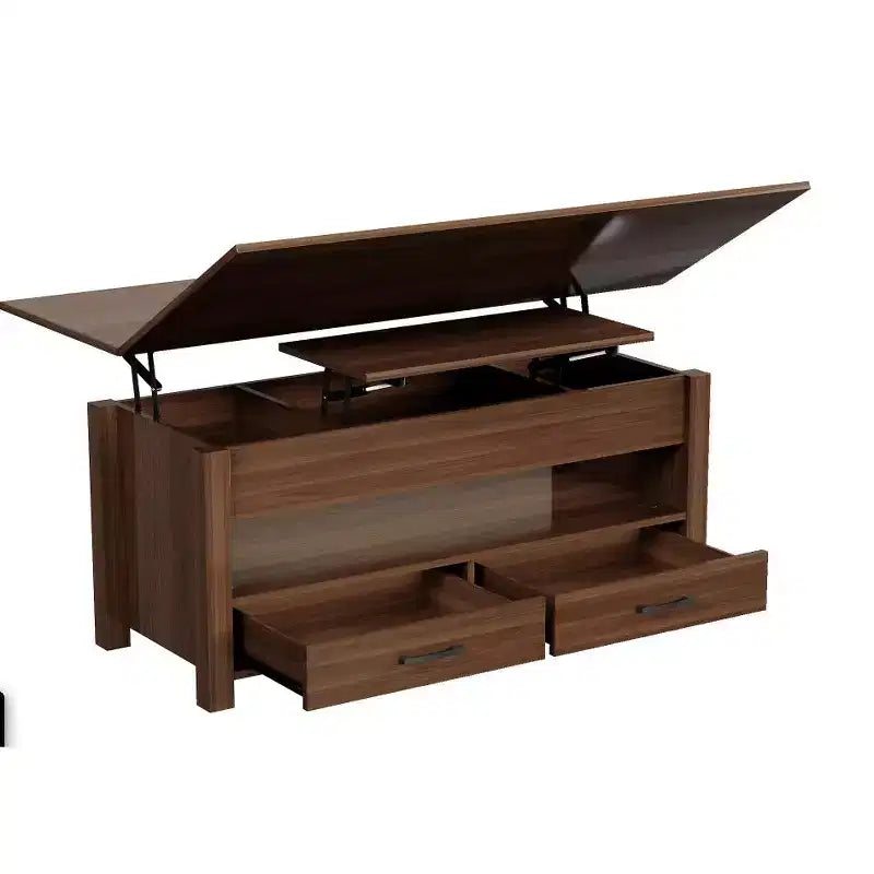 40 Coffee Table,Coffee Table Lift Top with Drawers and Hidden Compartment,Converts to Home Office Table, Dining Table for Living Room