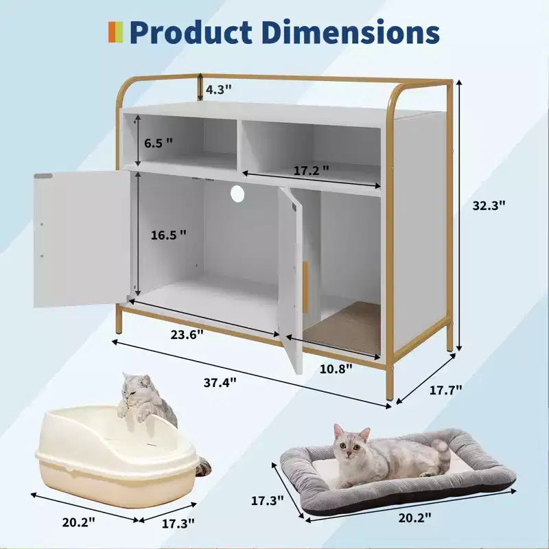 Cat Litter Box Enclosure, Multi-Functional Hidden Litter Cabinet with Barn Door, Ventilation Hole & Side Entry, Wooden for Indoor Cat
