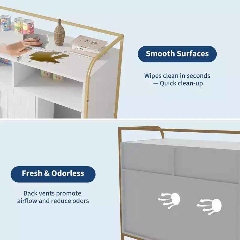 Cat Litter Box Enclosure, Multi-Functional Hidden Litter Cabinet with Barn Door, Ventilation Hole & Side Entry, Wooden for Indoor Cat
