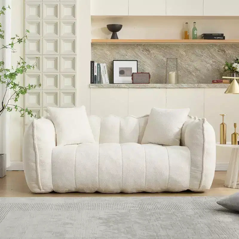 Soft beanbag chair with high resilience foam core for two people. The comfortable square recliner sofa is ideal for family members