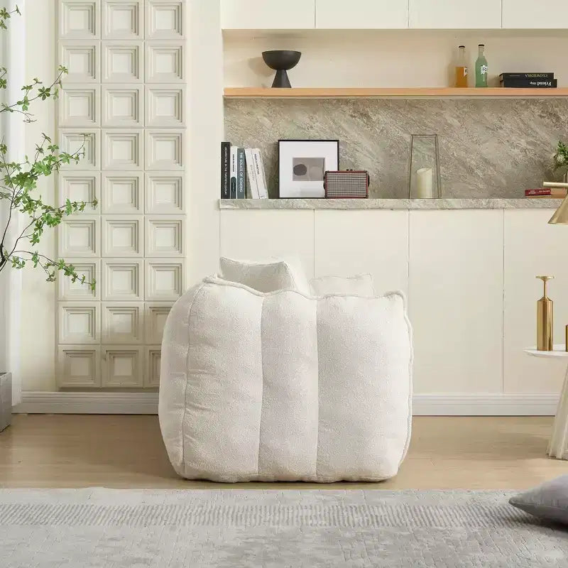 Soft beanbag chair with high resilience foam core for two people. The comfortable square recliner sofa is ideal for family members
