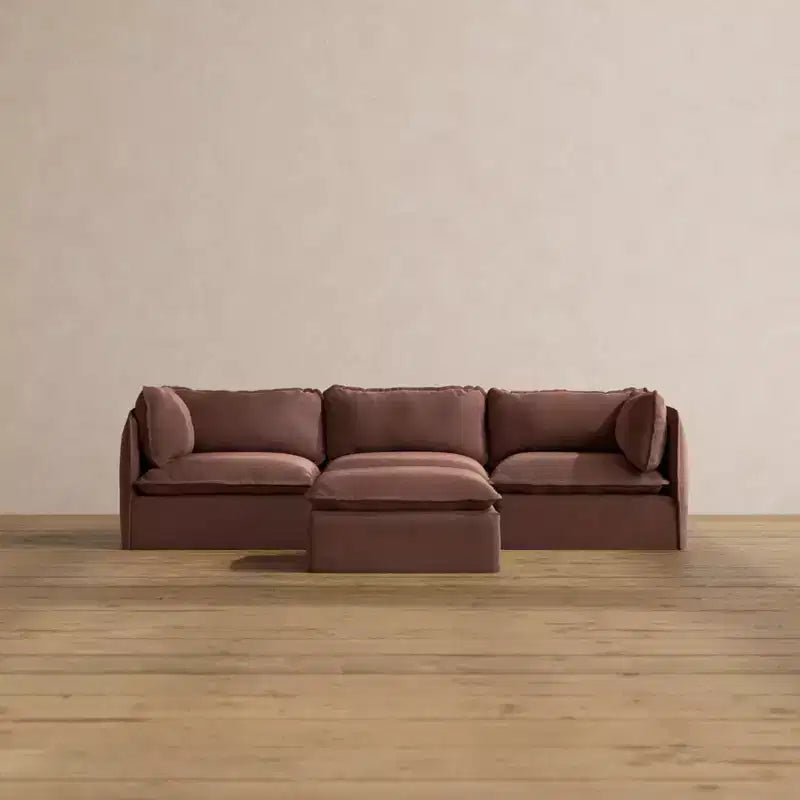 Modular Washable 3-Seater Sofa + Ottoman | Memorix+ Seat & Contour Pillow