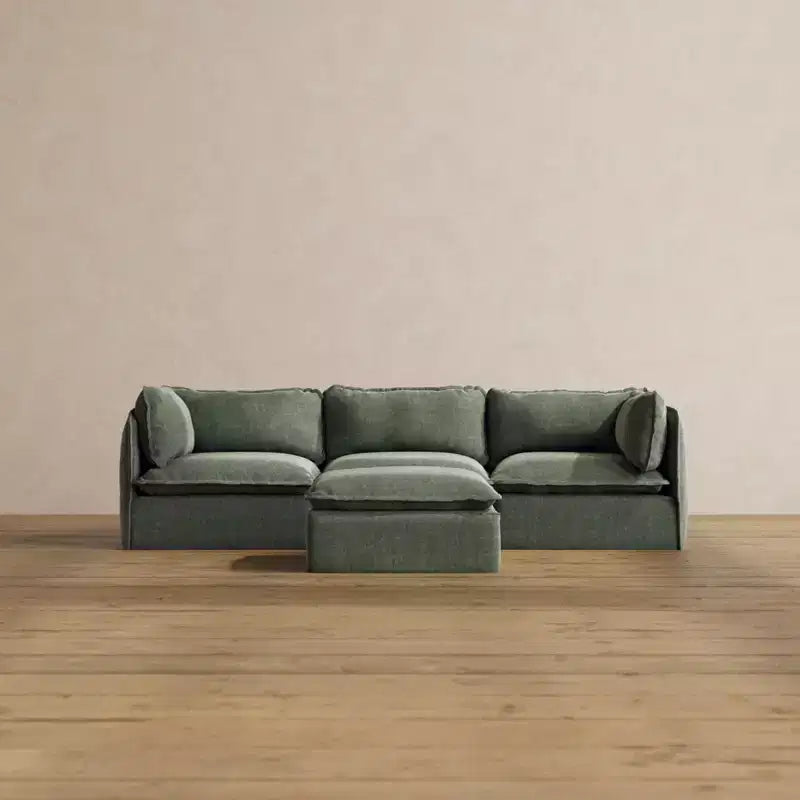 Modular Washable 3-Seater Sofa + Ottoman | Memorix+ Seat & Contour Pillow