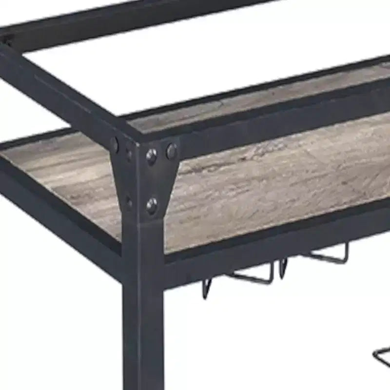 Jorgensen Bar Serving Cart Rustic Oak/Charcoal Finish