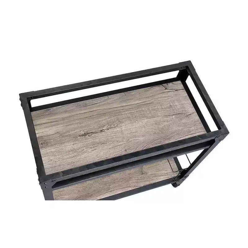 Jorgensen Bar Serving Cart Rustic Oak/Charcoal Finish