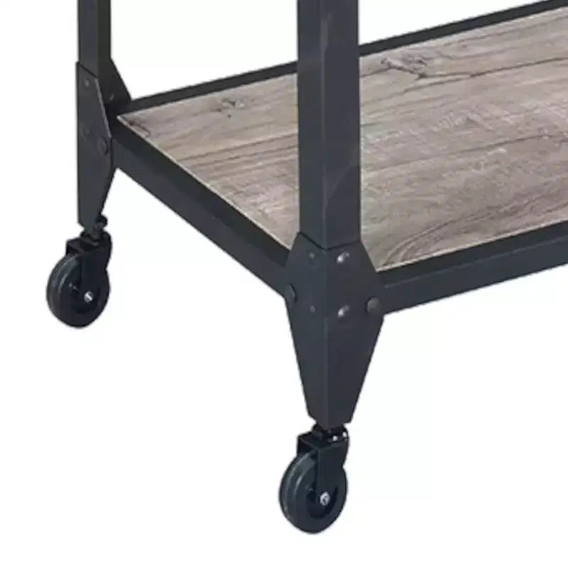 Jorgensen Bar Serving Cart Rustic Oak/Charcoal Finish
