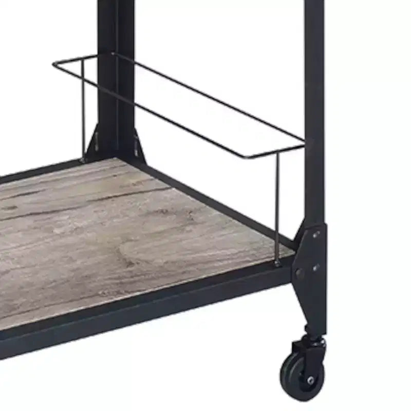 Jorgensen Bar Serving Cart Rustic Oak/Charcoal Finish