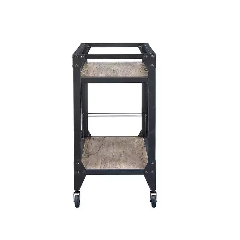 Jorgensen Bar Serving Cart Rustic Oak/Charcoal Finish