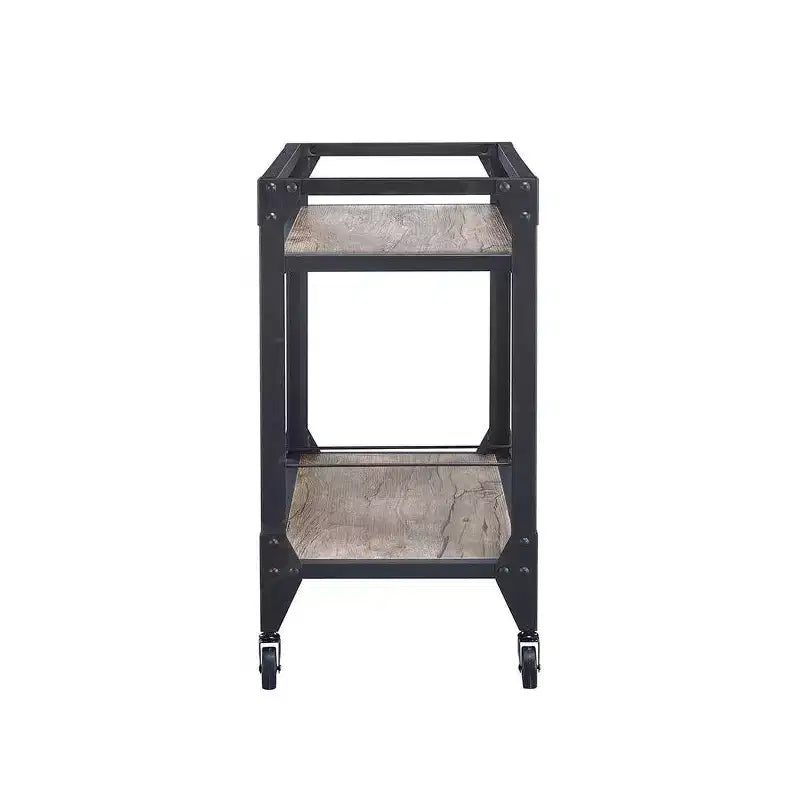 Jorgensen Bar Serving Cart Rustic Oak/Charcoal Finish