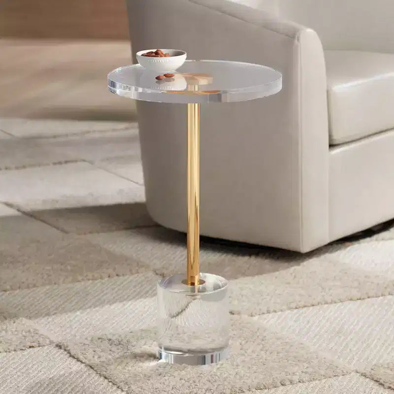 Callie 14 Wide Gold and Clear Acrylic Round Side Table