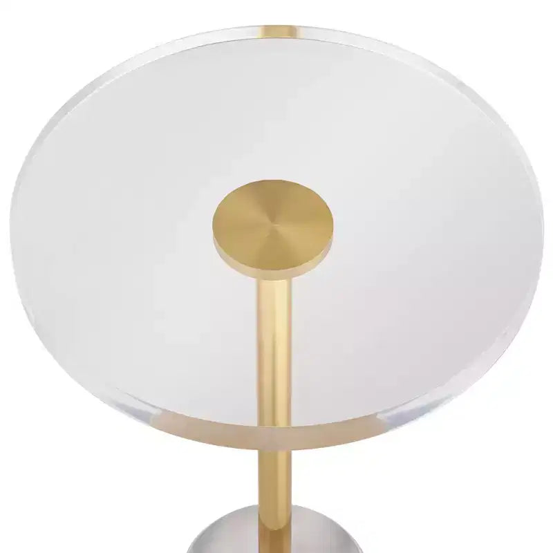 Callie 14 Wide Gold and Clear Acrylic Round Side Table