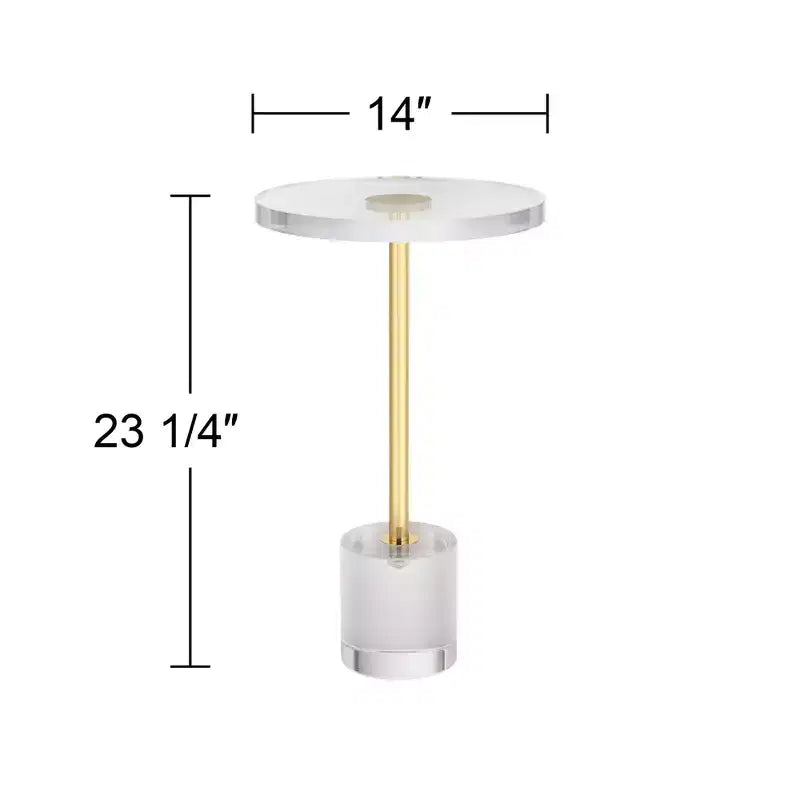 Callie 14 Wide Gold and Clear Acrylic Round Side Table