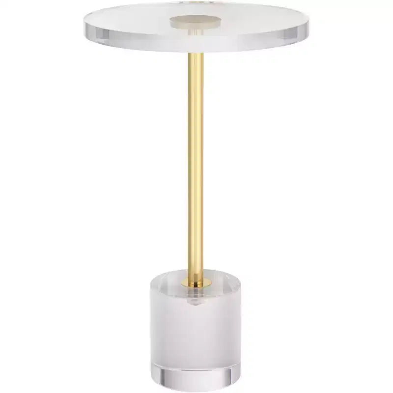 Callie 14 Wide Gold and Clear Acrylic Round Side Table