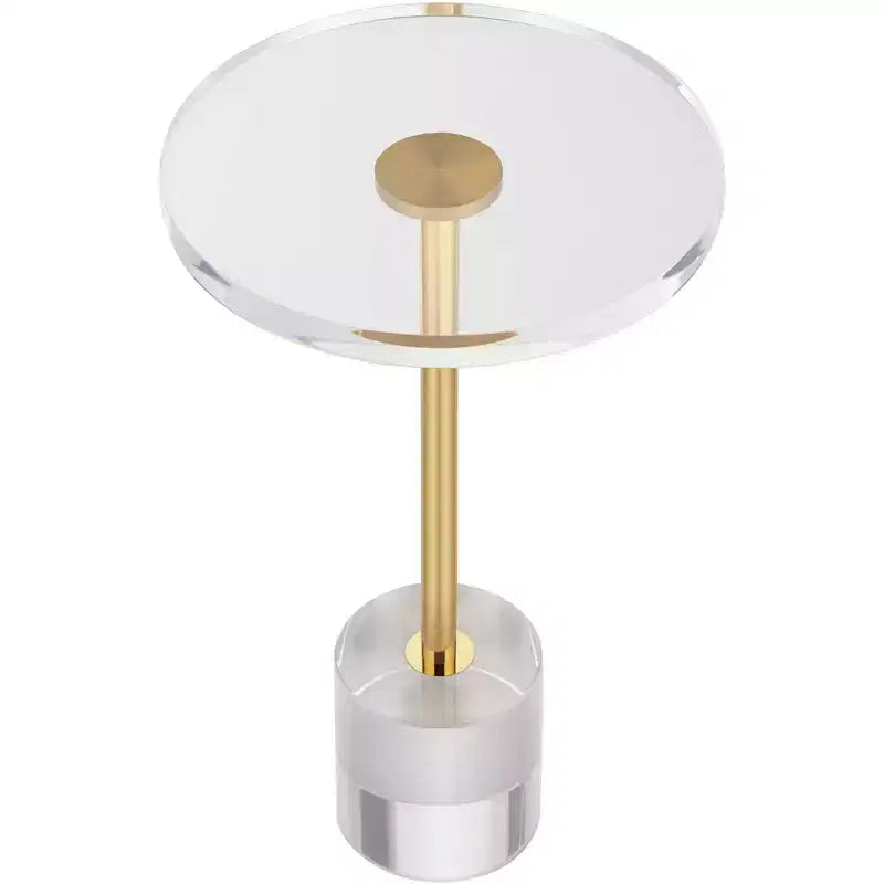 Callie 14 Wide Gold and Clear Acrylic Round Side Table