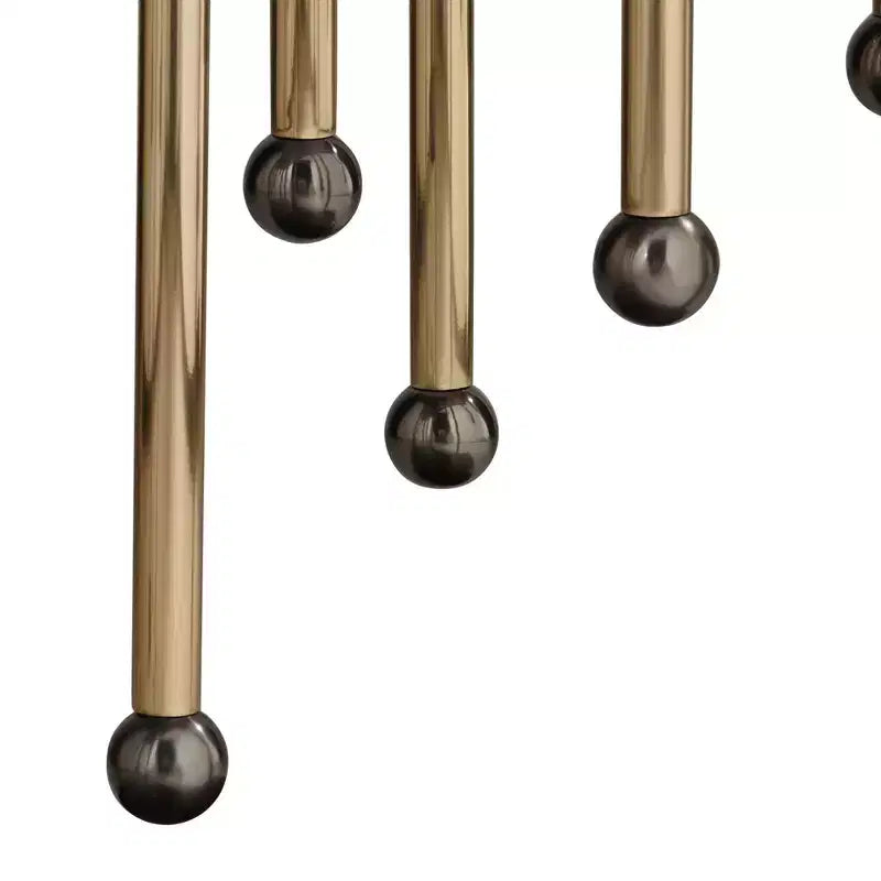 Rain Modern Gold Rectangular Console Table 48 x 13 3/4 Raindrop Strands Hanging Black Tabletop for Living Room