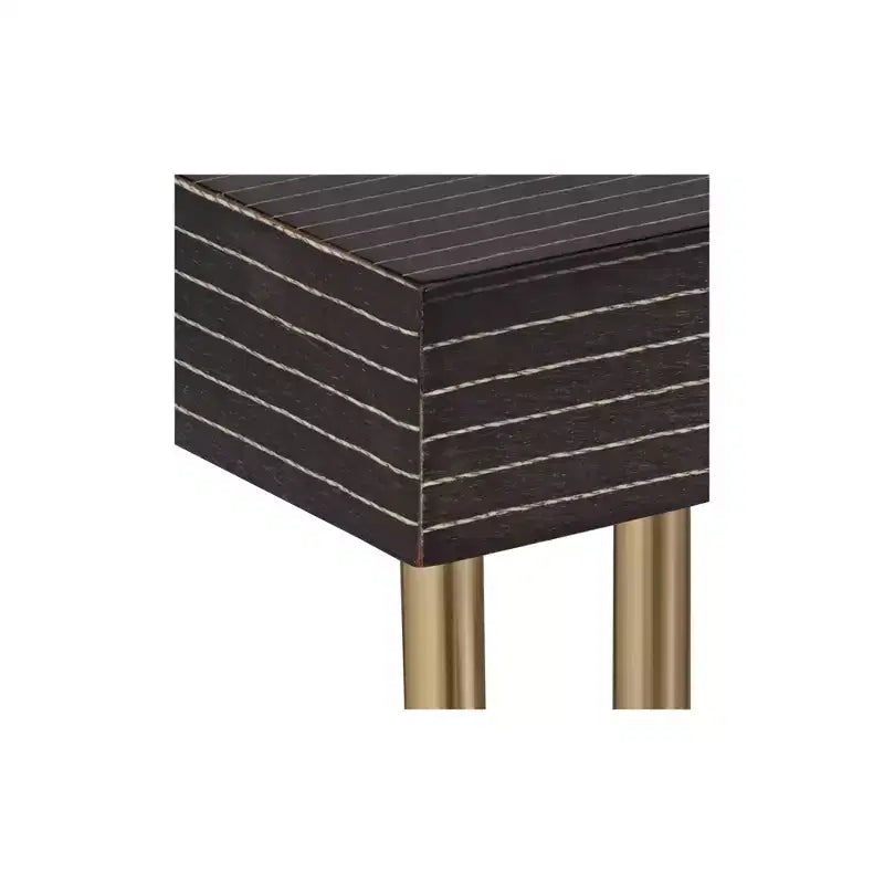 Rain Modern Gold Rectangular Console Table 48 x 13 3/4 Raindrop Strands Hanging Black Tabletop for Living Room