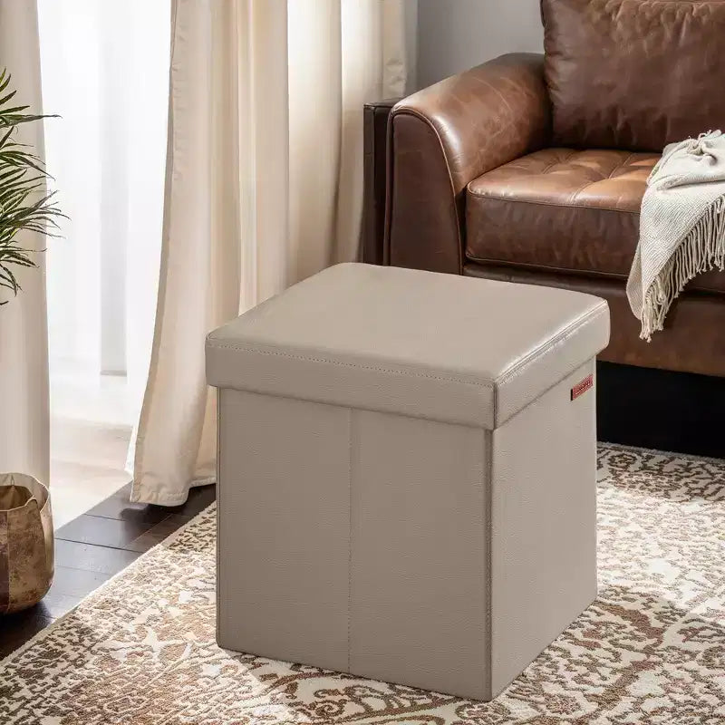 15 Ottoman with Storage, Folding Footstool, Storage Ottoman Bench, Cube Storage Chest 660 lb Load Capacity
