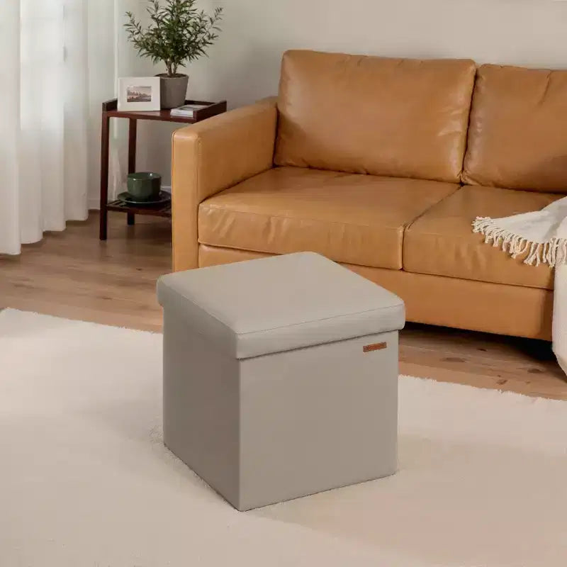 15 Ottoman with Storage, Folding Footstool, Storage Ottoman Bench, Cube Storage Chest 660 lb Load Capacity