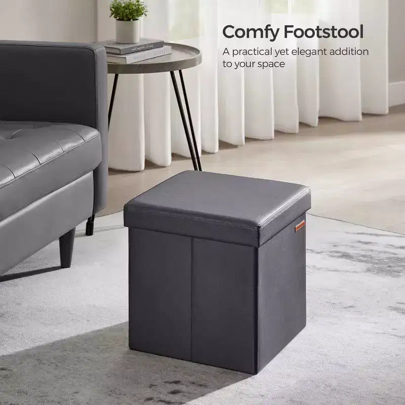 15 Ottoman with Storage, Folding Footstool, Storage Ottoman Bench, Cube Storage Chest 660 lb Load Capacity