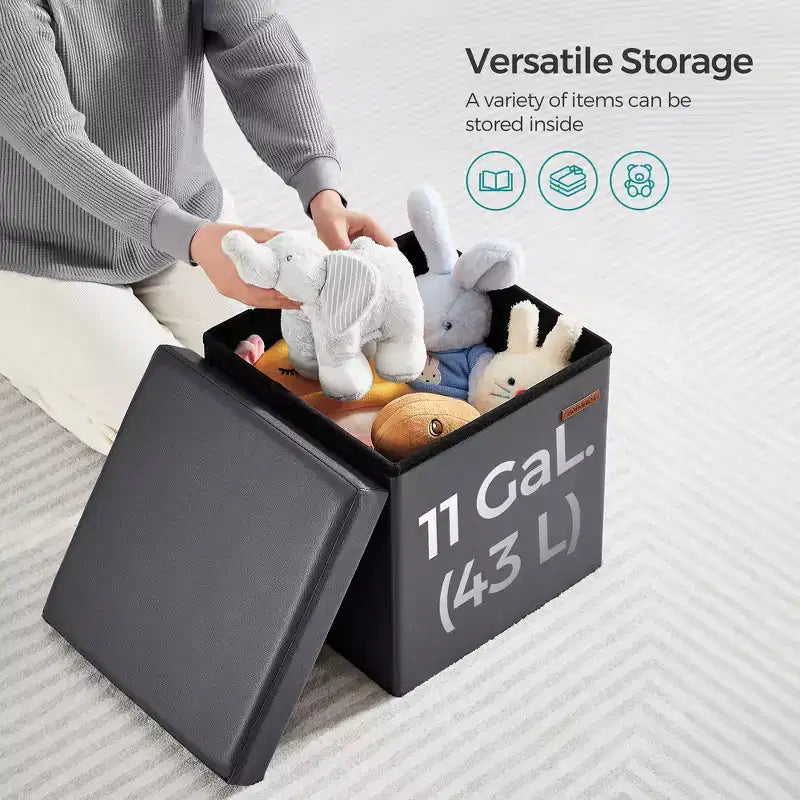 15 Ottoman with Storage, Folding Footstool, Storage Ottoman Bench, Cube Storage Chest 660 lb Load Capacity