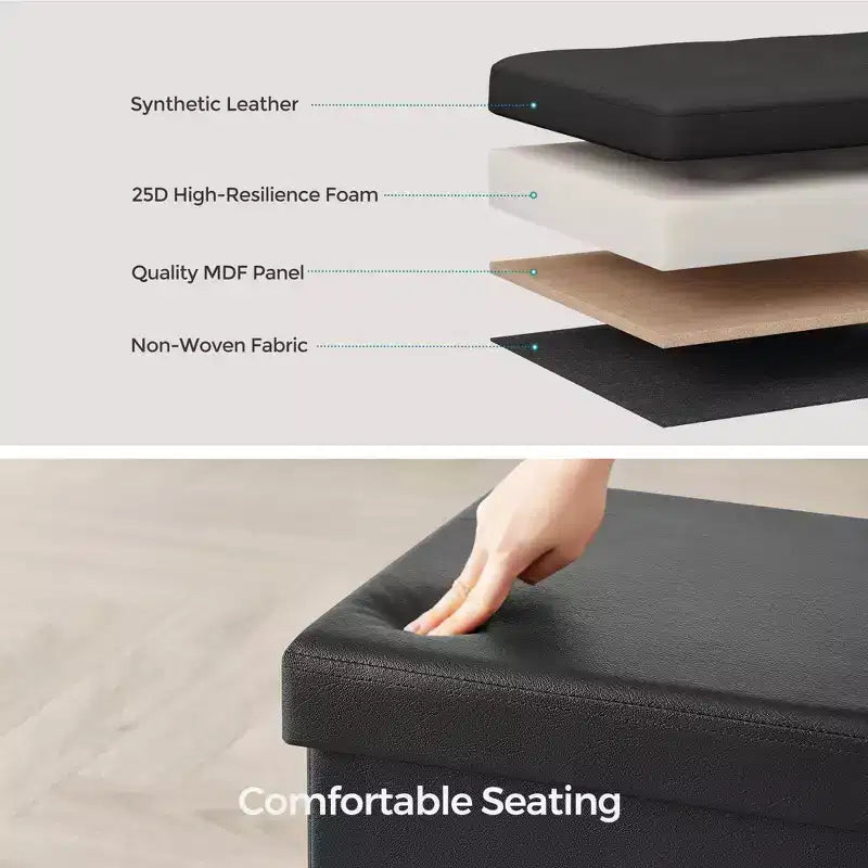 15 Ottoman with Storage, Folding Footstool, Storage Ottoman Bench, Cube Storage Chest 660 lb Load Capacity